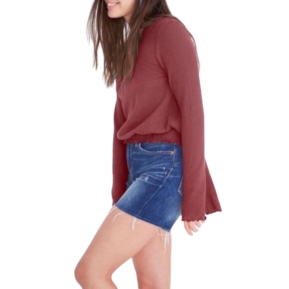 MADEWELL Knit Top Women XXS Smocked Oversize Coquette Boho Romantic Acubi Y2K - Picture 2 of 13